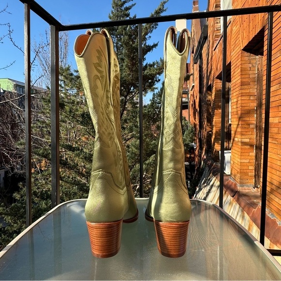 New Free People Jeffrey Campbell Dagget Western Leather Boots Green Spring - Picture 8 of 10